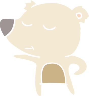 Bir insan tarafından çizilmiş mutlu düz renkli çizgi film ayısı.