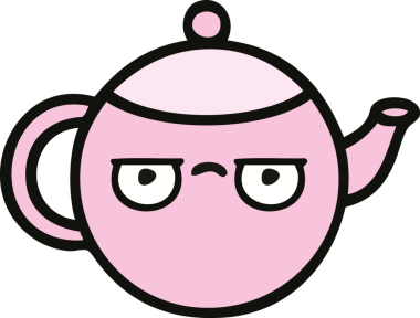 Bir insan tarafından çizilmiş şirin bir çaydanlık karikatürü.