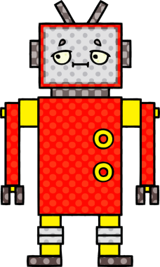 bir insan tarafından çizilmiş bir robotun çizgi roman tarzı