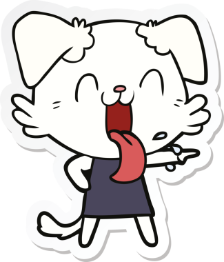 Bir insan tarafından çizilmiş, nefes nefese kalmış bir köpeğin çıkartması.