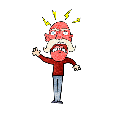 Bir insan tarafından çizilmiş öfkeli yaşlı bir adam.