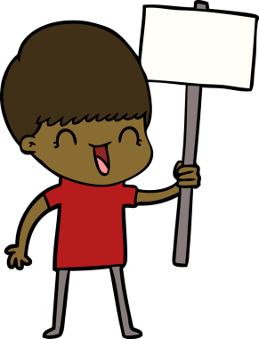 Bir insan tarafından çizilmiş mutlu çizgi film çocuğu.