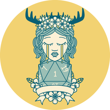 Retro Dövme Tarzı Ağlayan İnsan Druid Bir insan tarafından çizilmiş doğal bir ruloyla