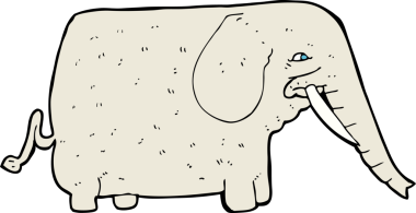 bir insan tarafından çizilmiş büyük bir fil.