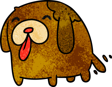 Bir insan tarafından çizilmiş sevimli bir köpeğin desenli çizimi kawaii.