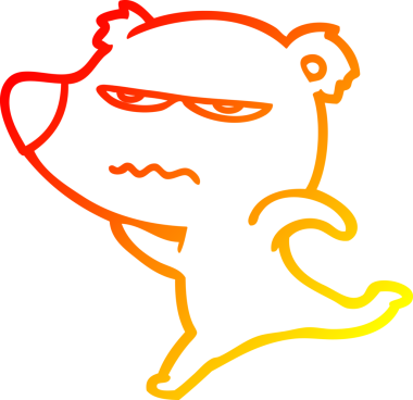 Bir insan tarafından çizilen kızgın ayı karikatürünün sıcak gradyan çizimi