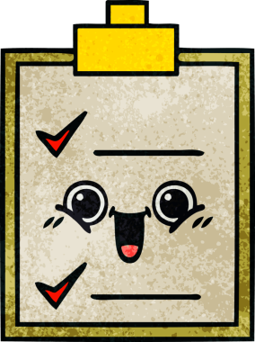 Bir insan tarafından çizilmiş kontrol listesinin retro grunge desen karikatürü