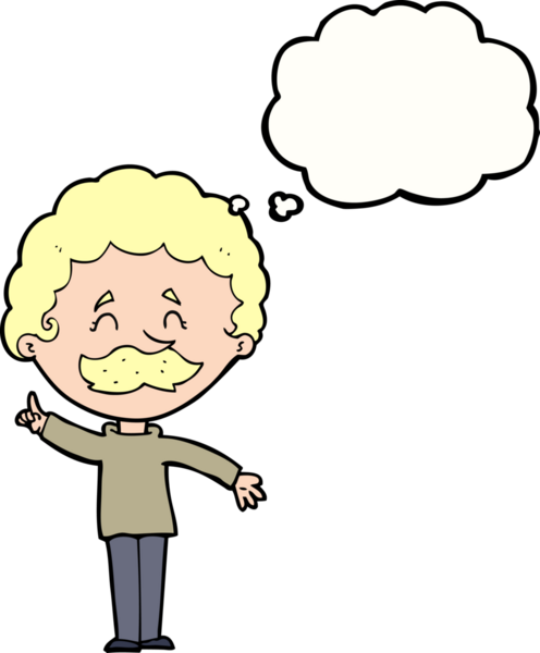 Bir insan tarafından çizilmiş düşünce baloncuğu fikri olan çizgi film adamı.