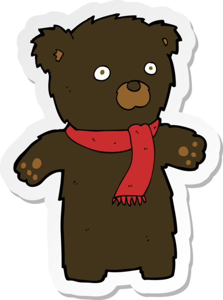 Bir insan tarafından çizilmiş şirin siyah bir ayının çıkartması.