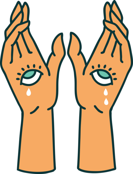 Bir insan tarafından çizilmiş mistik ellerin ikonik dövme şekli