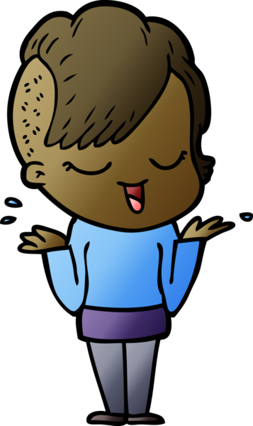 Bir insan tarafından çizilmiş mutlu çizgi film kızı.