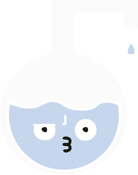 Bir insan tarafından çizilmiş bir bilim deneyinin düz renkli retro karikatürü