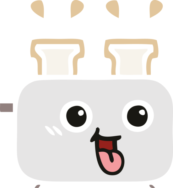 Bir insan tarafından çizilmiş bir tost makinesinin düz renkli retro karikatürü