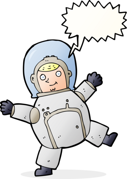 Bir insan tarafından çizilmiş konuşma balonu olan bir astronot.