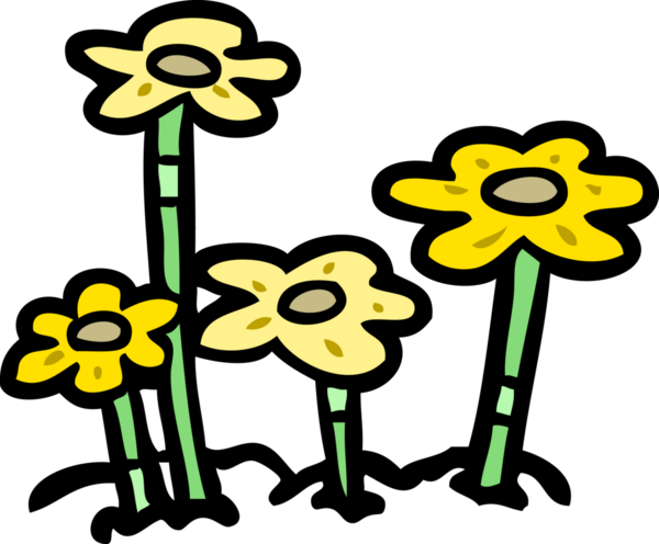 Bir insan tarafından çizilmiş karikatür çiçekleri