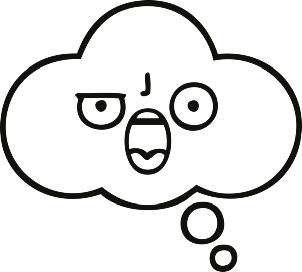 Bir insan tarafından çizilmiş bir düşünce baloncuğunun çizgi çizimi