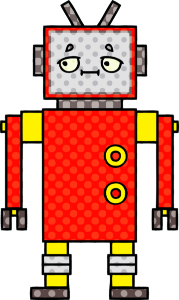 bir insan tarafından çizilmiş bir robotun çizgi roman tarzı