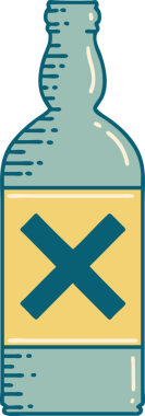 Bir insan tarafından çizilmiş bir şişenin ikonik dövme şekli