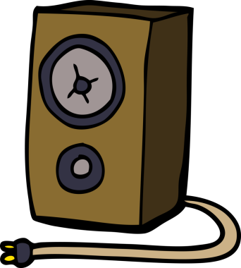 Bir insan tarafından çizilmiş eski ahşap hoparlörleri karala