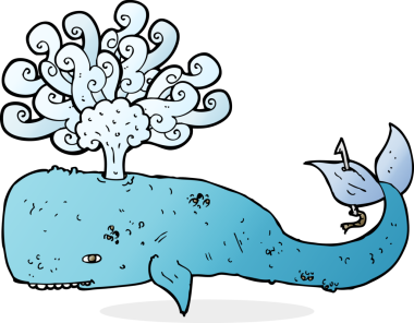 Bir insan tarafından çizilmiş çizgi film balinası