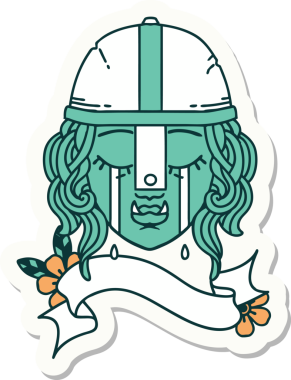 Bir insan tarafından çizilmiş ağlayan bir Ork savaşçı karakterinin çıkartması.