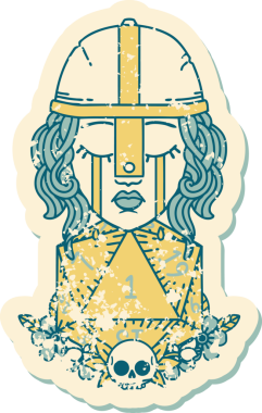 Retro Dövme Tarzı Ağlayan İnsan Dövüşçüsü Bir insan tarafından çizilmiş doğal bir D20 ruloyla