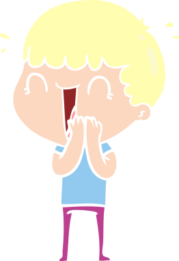 Bir insan tarafından çizilmiş düz renkli karikatür adam.