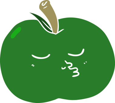 Bir insan tarafından çizilmiş düz renk çizgi film yüksek kalite elma