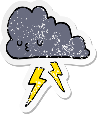 Bir insan tarafından çizilmiş karikatür fırtına bulutunun sıkıntılı çıkartması.