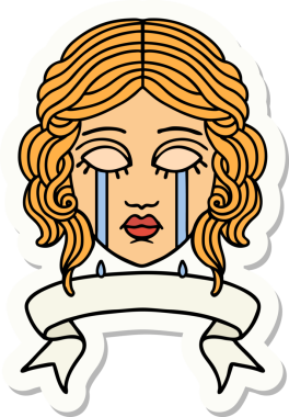 Bir insan tarafından çizilmiş kadın yüzü dövmesi çıkartması.