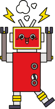 Bir insan tarafından çizilmiş sevimli bir robot karikatürü.
