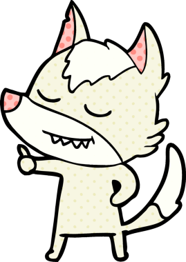 Bir insan tarafından çizilmiş dost canlısı bir kurt.