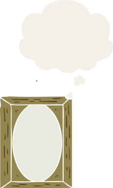 bir insan tarafından retro biçimli düşünce baloncuğu ile resim çerçevesi