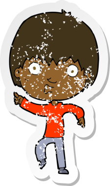 Bir insan tarafından çizilen ve etkilenen bir çizgi filmin gerilimli retro yapıştırması.