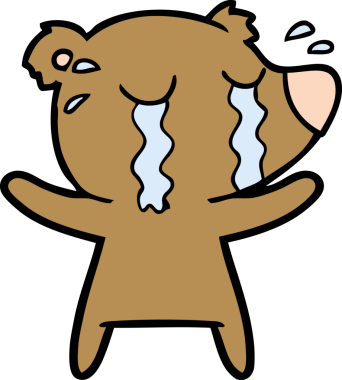 Bir insan tarafından çizilmiş ağlayan ayı karikatürü.