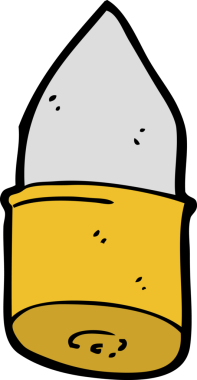 Bir insan tarafından çizilmiş çizgi film mermisi.