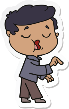 Bir insan tarafından çizilmiş bir karikatür adamın çıkartması.