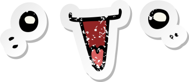 Bir insan tarafından çizilmiş şirin bir çizgi film karakterinin sıkıntılı çıkartması.