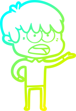 Bir insan tarafından çizilmiş endişeli çizgi film çocuğunun soğuk gradyan çizgisi.