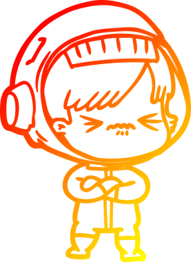 Bir insan tarafından çizilmiş bir astronot kadın çizgi çizimi.