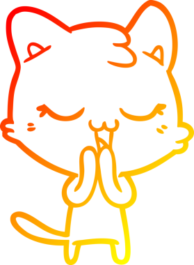 Bir insan tarafından çizilmiş mutlu çizgi film kedisinin sıcak çizgi çizgisi.
