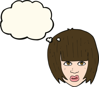 Bir insan tarafından çizilmiş, uzun saçlı, karikatür hastası bir kız.