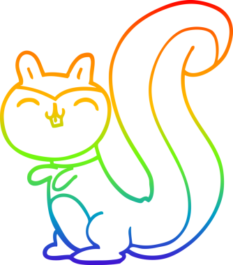 gökkuşağı gradyan çizimi bir çizgi çizgi mutlu sincap bir insan tarafından çizilmiş