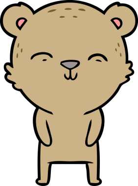 Bir insan tarafından çizilmiş mutlu çizgi film ayısı.