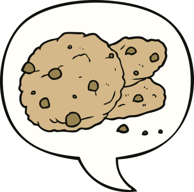 Bir insan tarafından çizilmiş konuşma balonlu çizgi film kurabiyeleri.