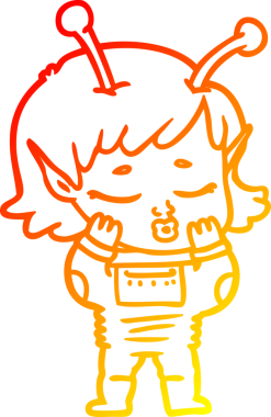 Bir insan tarafından çizilmiş bir uzaylı kız çizgi çizimi.