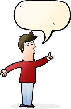 Çizgi filmci bir insan tarafından çizilmiş bir konuşma balonuyla ihtiyatlı olmayı tavsiye ediyor.