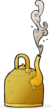 Bir insan tarafından çizilmiş eski demir çaydanlık karikatürü.