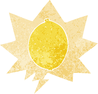 bir insan tarafından çizilmiş grunge dertli retro tarzı ile konuşma baloncuğu ile çizgi film limonu