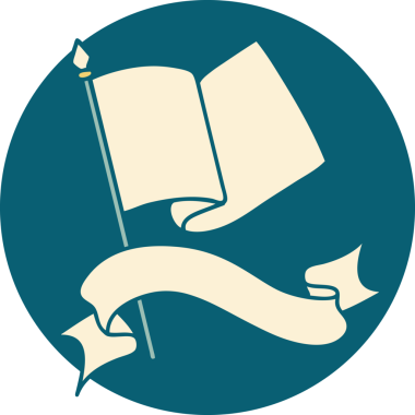 bir insan tarafından çizilmiş bir bayrağın pankartıyla dövme biçimi simgesi